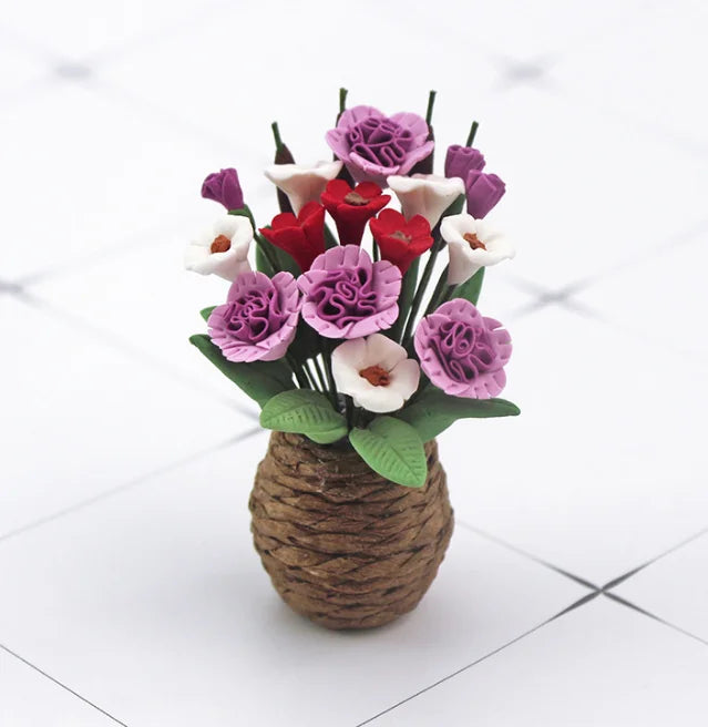 1/6 1/12  Doll House Simulation Miniature Mini Flower Pot Planting Plant Model Decor