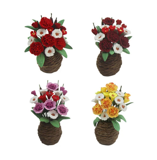 1/6 1/12  Doll House Simulation Miniature Mini Flower Pot Planting Plant Model Decor