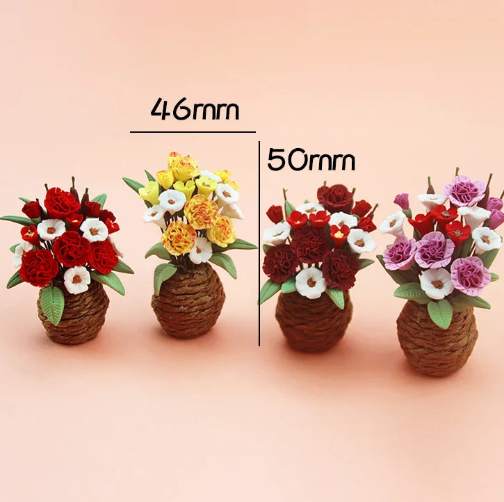 1/6 1/12  Doll House Simulation Miniature Mini Flower Pot Planting Plant Model Decor