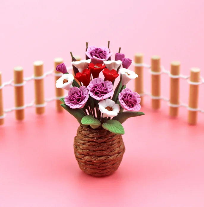 1/6 1/12  Doll House Simulation Miniature Mini Flower Pot Planting Plant Model Decor