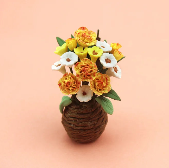 1/6 1/12  Doll House Simulation Miniature Mini Flower Pot Planting Plant Model Decor