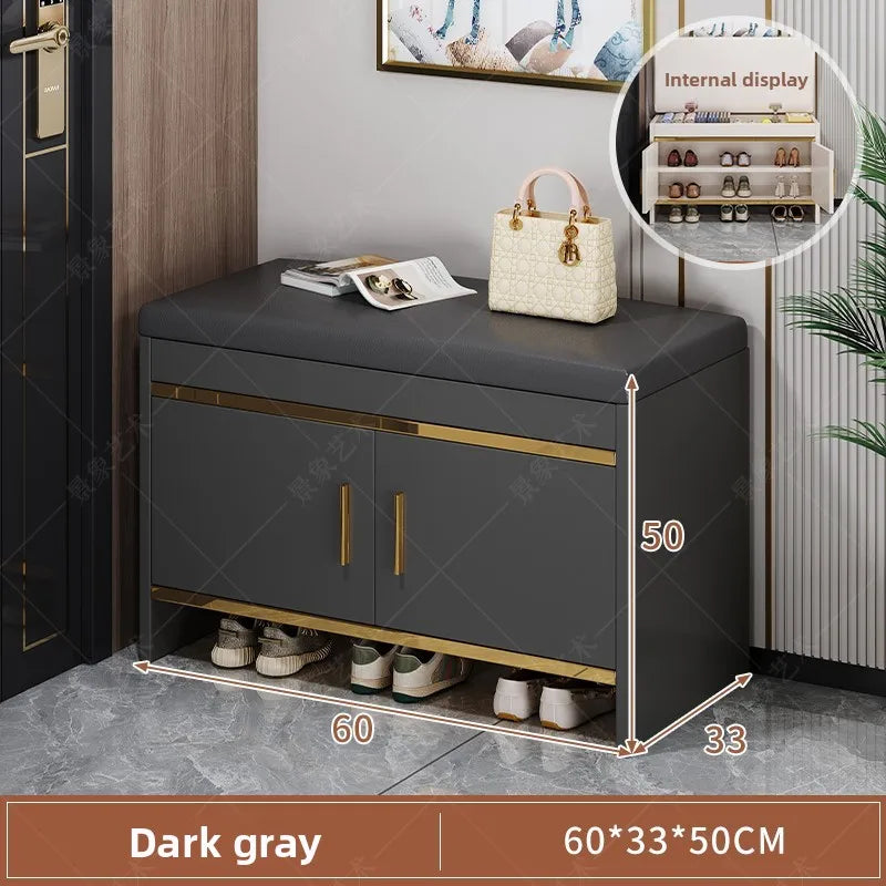 shoe change stool household light luxury door stool entry shoe stool can sit shoe cabinet soft bag seat stool integrated storage