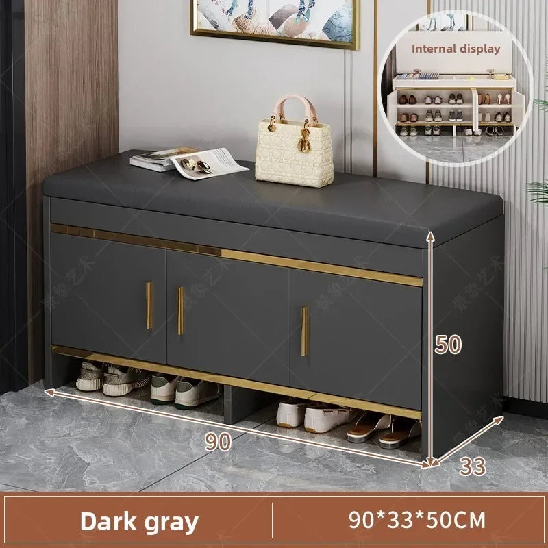 shoe change stool household light luxury door stool entry shoe stool can sit shoe cabinet soft bag seat stool integrated storage