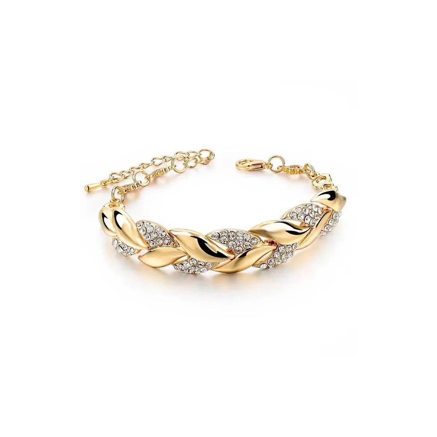 Luxury Love Braided Leaf Bracelet Charm Crystal Wedding Bracelets For Women Anniversary Valentines Day Gifts Aesthetic Jewelry