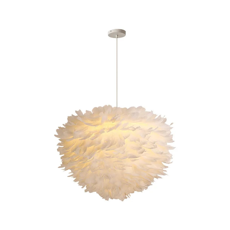 Nordic Feather Bedroom Pendant, Modern and Minimally Creative Home Lighting White Feather Living Room Home Decoration Lighting