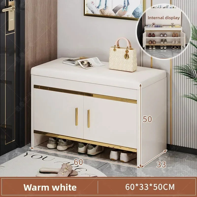shoe change stool household light luxury door stool entry shoe stool can sit shoe cabinet soft bag seat stool integrated storage