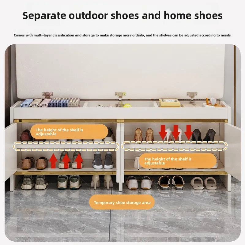 shoe change stool household light luxury door stool entry shoe stool can sit shoe cabinet soft bag seat stool integrated storage
