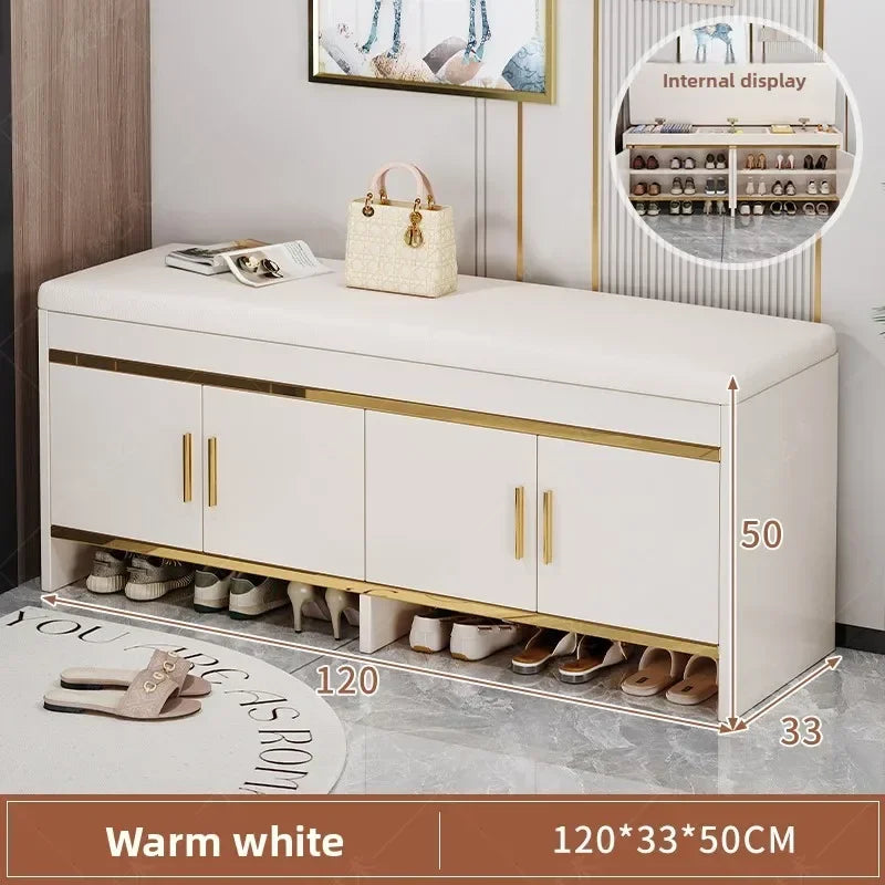 shoe change stool household light luxury door stool entry shoe stool can sit shoe cabinet soft bag seat stool integrated storage